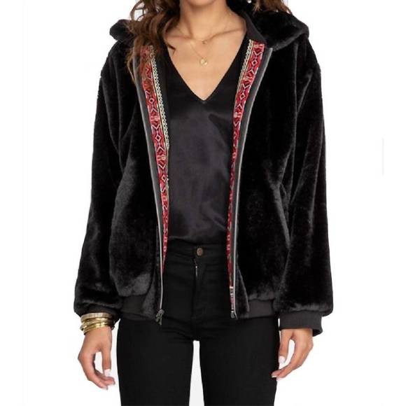 NEW JOHNNY WAS malini fur bomber jacket in black - Picture 3 of 4